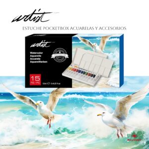 ESTUCHE 15 PZAS POCKETBOX ACUARELAS 12 ML