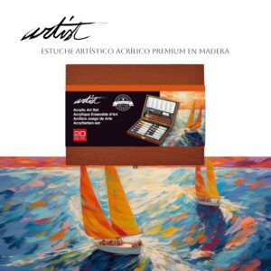 ESTUCHE MADERA ARTIST PINTURA ACRILICA,20 PIEZAS