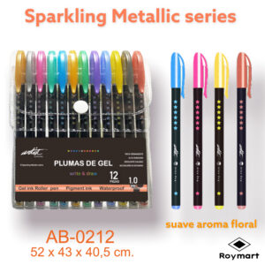 12 PLUMAS GEL INK METALLIC ARTIST