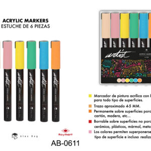 ESTUCHE ACRILICOS GAMA ARTIST,6 COLORES PASTEL
