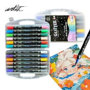 ESTUCHE 12 ROTUL. 2 EN 1 24 COLORES GLITTER MARKERS