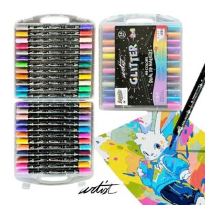 ESTUCHE 24 ROTUL. 2 EN 1 48 COLORES GLITTER MARKERS