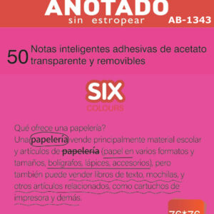 PAQUETE 50 NOTAS INTELIGENTES ACETATO NARANJA FLUO