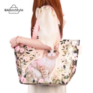 PP WOVEN BAG GRANDE CAT AND FLOWERS
