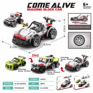 MAQUETA 221 PZAS 2 EN 1CONST. COCHE FORMULA BLANCO