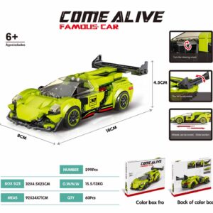 MAQUETA 299 PZAS CONSTRUCCION COCHE CARRERAS VERDE