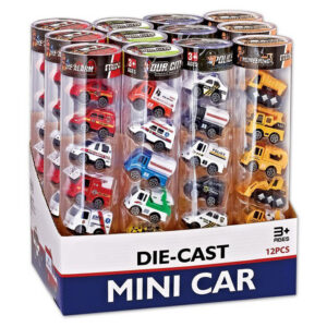 EXP.12 TUBOS PLASTICO CON COCHES PEQUEÑOS,4 SURT.