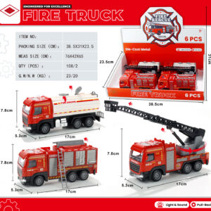 EXP.6 CAMIONES BOMBEROS PULL BACK LUZ Y SONIDO