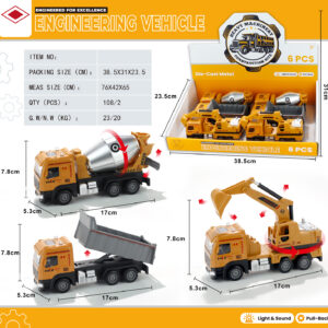 EXP.6 CAMIONES CONSTRUCCION PULL BACK LUZ Y SONIDO