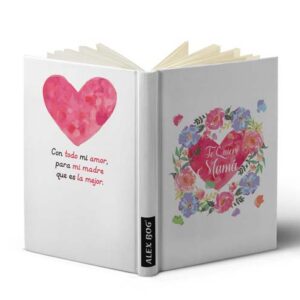 LIBRETA C/ MENSAJE A6 ,TE QUIERO MAMA HEART/FLOWER