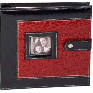 ALBUM FOTOS PEQUEÑO SIMIL PIEL ROJO Y NEGRO