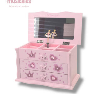 JOYERO MUSICAL MADERA GRANDE PINK QUEEN