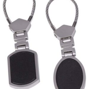 LLAVERO METAL Y PIEL NEGRO, MOD SURT