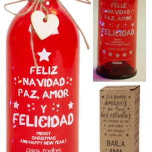 BOTELLA C/6 COLORES LED,FELIZ NAVIDAD...
