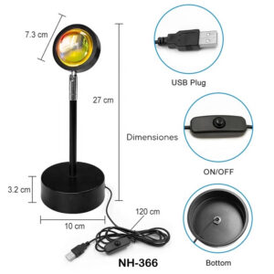 LED SUNSET LAMP CON CONTROL REMOTO