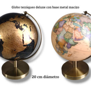 GLOBO TERRAQUEO DELUXE CON BASE DE METAL MAZIZO 20 CM. 2 COLORES