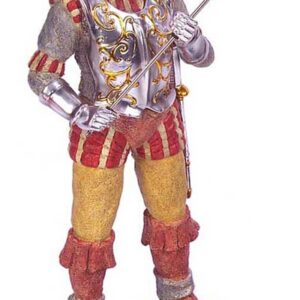 FIGURA CONQUISTADOR CASACA ROJA Y LANZA HACHA