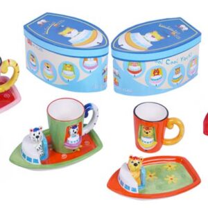 SET INFANTIL TAZA Y PLATO ,4 MODELOS,BOX BARCO