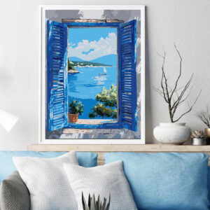 PINTAR POR NUMEROS CADAQUES ON THE WINDOW