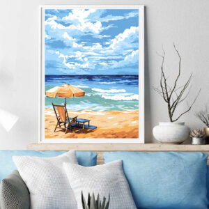 PINTAR POR NUMEROS PLAYA CON SOMBRILLA