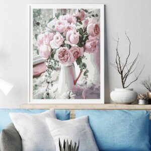 PINTAR POR NUMEROS FLORERO CON ROSAS