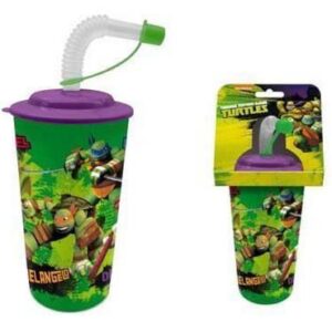 VASO CON PAJA COL.TORTUGAS NINJA