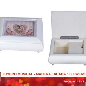 JOYERO MUSICAL LACA BLANCO HEART OF FLOWERS-
