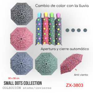 PARAGUAS PLEGABLE AUTOMAT. CAMBIO COLOR DOTS 4 COL