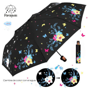 PARAGUAS PLEGABLE AUT. CAMBIO COLOR FLOWERS 3 COL