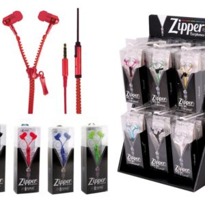 Auriculares con cremallera - expositor 24 uds