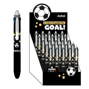 Bolígrafo Borrable 4 en 1 FOOTBALL - expositor 25 uds