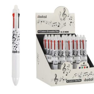 Bolígrafo Borrable 4 en 1 MUSIC - expositor 25 uds