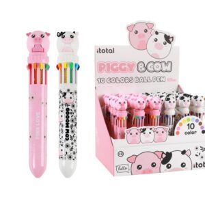 Bolígrafo Multicolor PIGGY & COW - expositor 36 uds