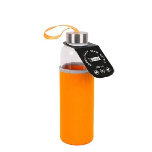 Botella de borosilicato 500 ml con funda naranja en neopreno