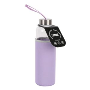 Botella de borosilicato 500 ml con funda violeta en neopreno