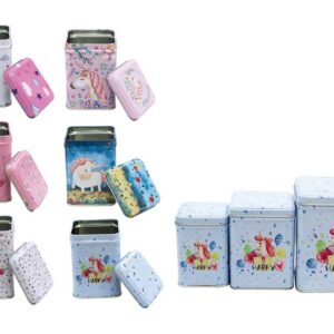 Caja de metal unicórnio - set 3 uni