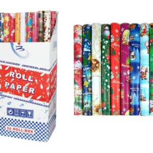 CARTA REGALO NATALE TUBO 70 X 200 CM CARTONE 50 PZ