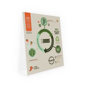 Cartel mostrador para productos RPET