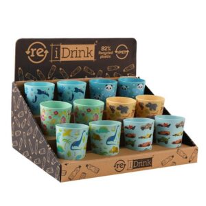 Expositor de cartón para Tazas Rpet 90 ml y/o Vasos RPET 200 ml Kids