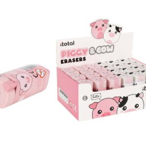 Goma de borrar en forma de animal PIGGY & COW - expositor 24 uds