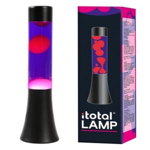 Lámpara de Lava Flared con Base Negra, Líquido Morado y Cera Rosa