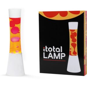 Lámpara de Lava Gravity con Base Blanca, Líquido Amarillo y Cera Roja