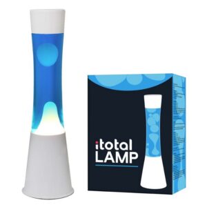 Lámpara de Lava Gravity con Base Blanca, Líquido Azul y Cera Blanca