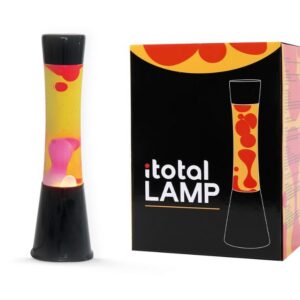 Lámpara de Lava Gravity con Base Negra, Líquido Amarillo y Cera Roja