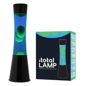 Lámpara de Lava Gravity con Base Negra, Líquido Azul y Cera Verde