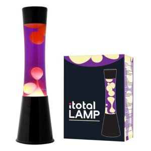 Lámpara de Lava Gravity con Base Negra, Líquido Morado y Cera Amarilla