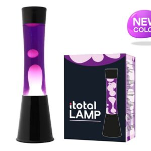 Lámpara de Lava Gravity con Base Negra, Líquido Morado y Cera Blanca