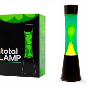 Lámpara de Lava Gravity con Base Negra, Líquido Verde y Cera Amarilla