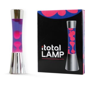 Lámpara de Lava Gravity con Base Plateada, Líquido Morado y Cera Rosa