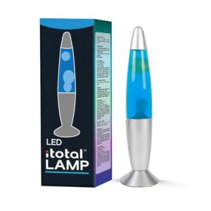 Lámpara de Lava LED Bullet con Luz Azul y Base Plateada